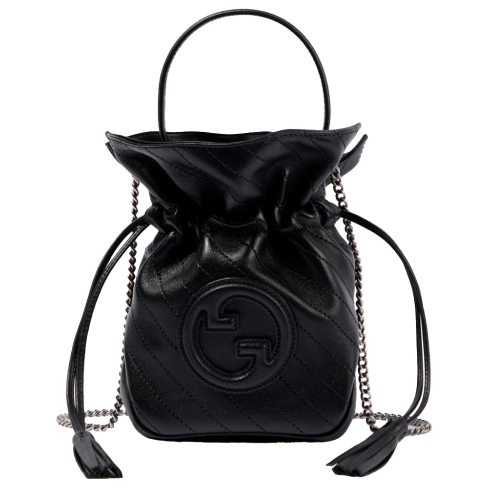 GUCCI Blondie GG logo leather bucket shoulder bag